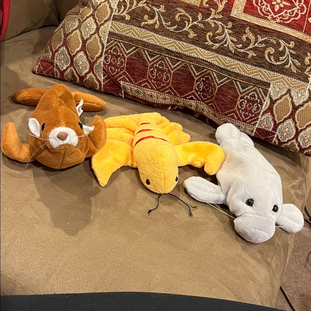 Sea creatures bundle -manatee, seal and lobster vintage bean bag friends